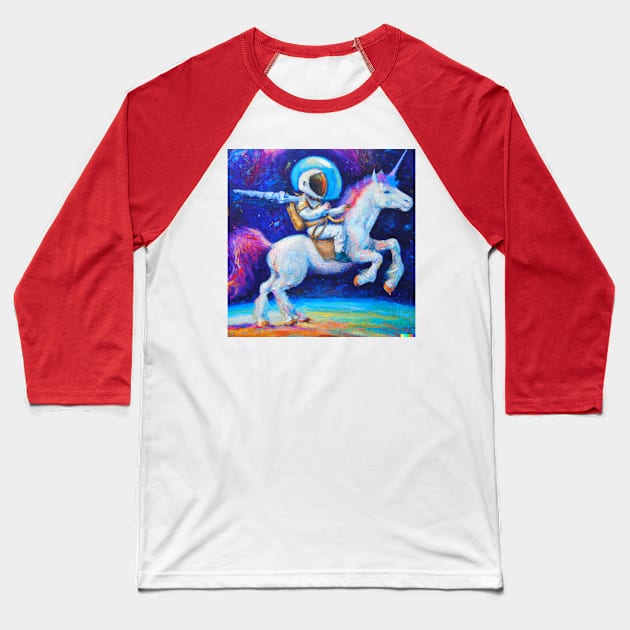 Astronaut riding unicorn Baseball T-Shirt by Tee-Short